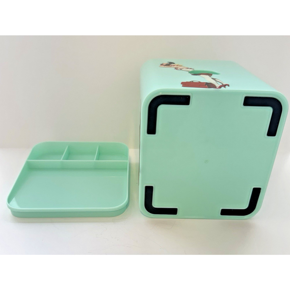 Novelty Skirt Tissue Box Cover Pinup Girl Mint Green Storage Top Vintage Style - Picture 7 of 8